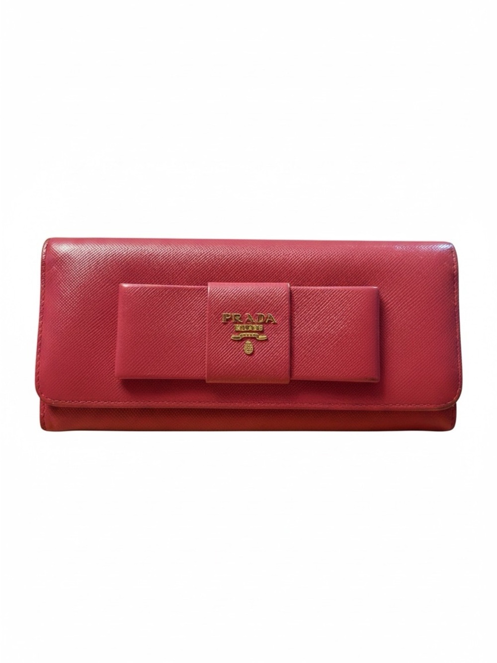 Pink Prada Saffiano Fiocco Ribbon Flap long wallet Preowned